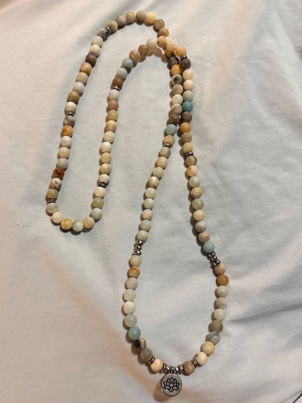 Natural Amazonite 108 Mala Bead Prayer Healing Amulet Unisex Women Necklace